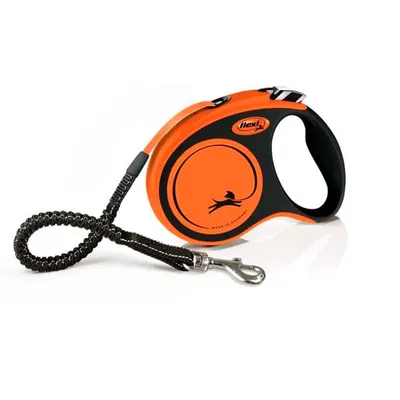 Correa Fle i Automatica Negro/Naranja Para Perro M 5 M