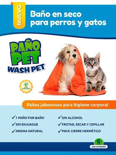 Baño En Seco Pañopet Washpet Para Perros y Gatos 6 Unidades