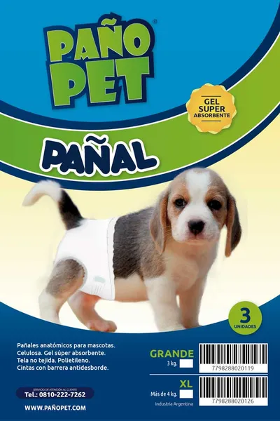 Pañal Descartable Pañopet Para Perro L (Hasta) 3 Unidades