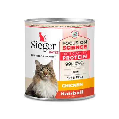 Sieger Wet Katze Adulto Hairball Pollo