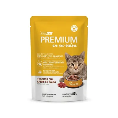 Vitalcan Premium En Su Salsa Carne Gato Cachorro